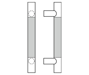Rockwood RM2820-16-629 Straight Square Ends BronzeAge™ Pull Bar - 16" CTC - Polished Stainless Steel