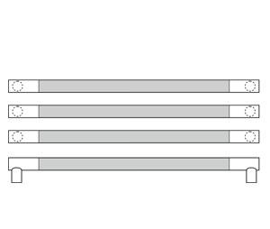 Rockwood RM2812-3-34-630 Square Ends BronzeAge™ Triple Push Bar - 34" CTC - Satin Stainless Steel