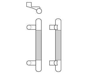 Rockwood RM2854-22-10BE Offset Round Ends BronzeAge™ Pull Bar - 22" CTC - Dark Oxidized Satin Bronze, Equivalent