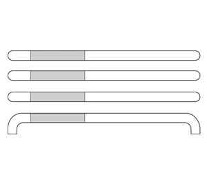 Rockwood RM3022-3-42-605 Bent Ends NeoMetrix™ Triple Push Bar with GripZone™ - 42" CTC - Polished Clear Coated Brass
