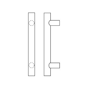 Rockwood RM3110-28-12-630 Straight PostMount™ Square End Pull - 28-1/2" CTC - 30" OAL  - Satin Stainless Steel