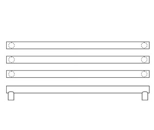 Rockwood RM3122-3-24-605 Square Ends Post Mount Triple Push Bar - 24" CTC - Polished Clear Coated Brass