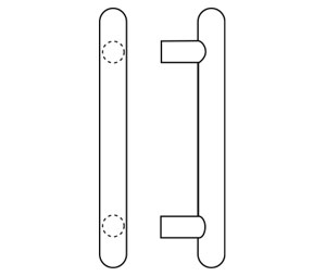 Rockwood RM3104-12-612 Straight Round Ends Post Mount Pull Bar - 12" CTC - Satin Clear Coated Bronze