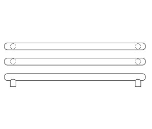 Rockwood RM3126-2-24-605 Round Ends Post Mount Double Push Bar - 24" CTC - Polished Clear Coated Brass