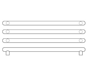 Rockwood RM3106-34-3-606 MegaTek Round Ends Triple Push Bar - 1" Dia x 34" CTC - Satin Brass