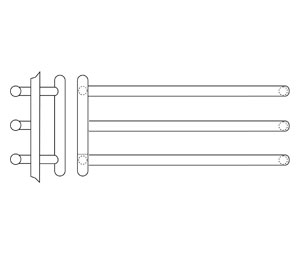 Rockwood RM3127-3-28x20-605 Straight Square Ends Post Mount Triple Push Bar & Pull Set - 3-28"x20" - Polished Clear Coated Brass