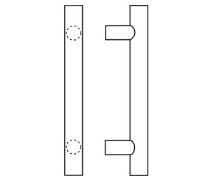 Rockwood RM3100-12-710 Straight Square Ends Post Mount Pull Bar - 12" CTC - Dark Bronze Anodized Aluminum
