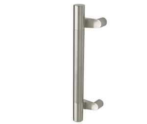 Rockwood RM3412-120-605 NeoMax - Post Mounted GripZone Offset Flat Ends Pull Bar 1-1/2" Dia x 120" OA - Polished Brass