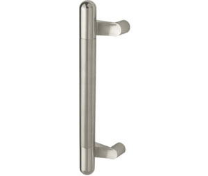 Rockwood RM3430-48-605 NeoMax - Post Mounted GripZone Offset Round Ends Pull Bar 1" Dia x 48" OA - Polished Brass