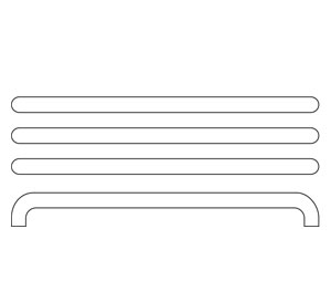 Rockwood RM350-3-36-629 Tubular Triple Push Bar - 36" CTC x 1-1/4" Diameter - Polished Stainless Steel