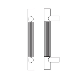 Rockwood RM3520-34-606 Straight Square Ends LineaMet™ Grooved Pull Bar - 34" CTC - Satin Clear Coated Brass