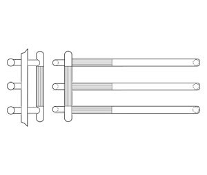 Rockwood RM3527-3-32x16-606 Straight Round Ends LineaMet™ Grooved Triple Push Bar & Pull Set - 3-32"x16" - Satin Clear Coated Brass