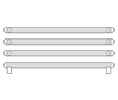Rockwood RM3616-3-36-629 Round Ends LineaTek™  Grooved Triple Push Bar - 36" CTC - Polished Stainless Steel