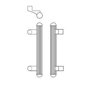 Rockwood RM3654-11-606 Offset Round Ends LineaTek™  Grooved Pull Bar - 11" CTC - Satin Clear Coated Brass
