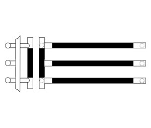 Rockwood RM3825-3-26x16-32316 Straight Square Ends NoirMet™ Black Grip Triple Push Bar & Pull Set - 3-26"x16" - Polished 316 Alloy Stainless Steel