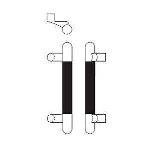 Rockwood RM3834-10-629 Offset Round Ends NoirMet™ Black Grip Pull Bar - 10" CTC - Polished Stainless Steel