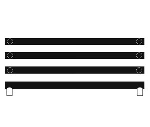 Rockwood RM3902-3-32-711 Square Ends NoirTek™ Black Anod. Triple Push Bar - 32" CTC - Black Anodized Aluminum