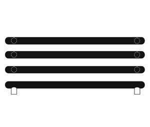 Rockwood RM3906-3-32-711 Round Ends NoirTek™ Black Anod. Triple Push Bar - 32" CTC - Black Anodized Aluminum