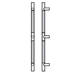 Rockwood RM4000MP-72OA 10BE ArborMet Straight Flat Ends Wood Grip Pull with Mid Post 1" Dia x 72OA - Dark Oil Rubbed Bronze
