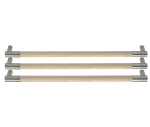 Rockwood RM4022-32-3-629  ArborMet™ Wood Grip Square End Triple Push Bar - 32" CTC - Polished Stainless Steel