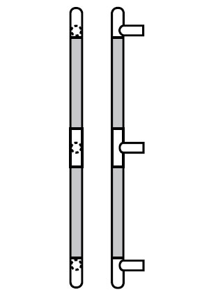 Rockwood RM4004MP-84OA 605 ArborMet Straight Round Ends Wood Grip Pull with Mid Post 1" Dia x 84OA - Polished Brass