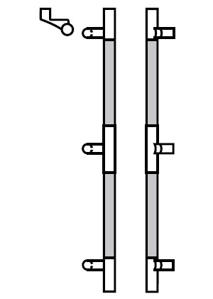 Rockwood RM4030MP-84OA 10BE ArborMet Offset Flat Ends Wood Grip Pull with Mid Post 1" Dia x 84OA - Dark Oil Rubbed Bronze