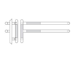 Rockwood RM4037-12x36-2-606 Offset ArborMet™ Wood Grip Round End Pull 12" CTC & Double Push Bar 36" CTC Set - RM4034-12 X RM4006-2 - Satin Brass