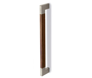 Rockwood RM4064-11-629 Straight ArborMet™ Rectangular Wood Grip Pull Bar - 11" CTC - Polished Stainless Steel