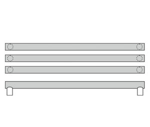 Rockwood RM4122-3-32-605 Flat Ends ArborTek™ Wood Grip Triple Push Bar - 32" CTC - Polished Clear Coated Brass
