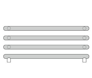Rockwood RM4126-3-26-630 Round Ends ArborTek™ Wood Grip Triple Push Bar - 26" CTC - Satin Stainless Steel