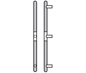 Rockwood RM4124MP-84OA 606 ArborTek Straight Round Ends Wood Grip Pull with Mid Post 1-1/2" Dia x 84OA - Satin Brass