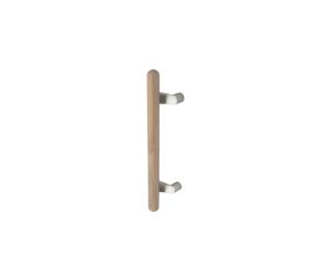 Rockwood RM4134-32-32-W-D Offset ArborTek Wood Grip Round Ends Pull Bar, 32" OA, Polished Stainless Steel, Walnut Wood, Dyed