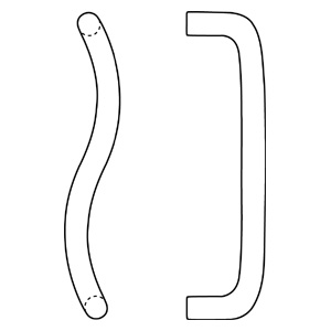 Rockwood RM4402LH-12-606 CenTrex™ 1" Diameter Double Curved Pull Bar - 12" CTC - Satin Clear Coated Brass