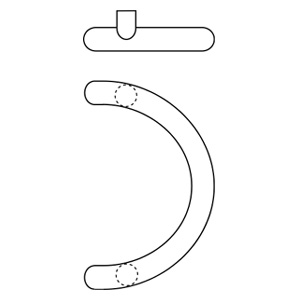 Rockwood RM4500-11-606 CenTrex™ Semi-Circular Large Radius Pull Bar - 11" CTC - Satin Clear Coated Brass