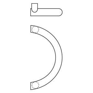 Rockwood RM4502-11-626 CenTrex™ Semi-Circular Large Radius Pull Bar - 11" CTC - Satin Chrome Plated Brass