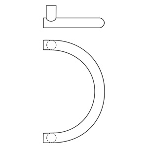 Rockwood RM4506-12-630 CenTrex™ Semi-Circular Large Radius Pull Bar - 12" CTC - Satin Stainless Steel