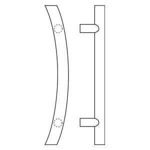 Rockwood RM4510-12-630 CenTrex™ Large Side Radius Pull Bar - 12" CTC - Satin Stainless Steel