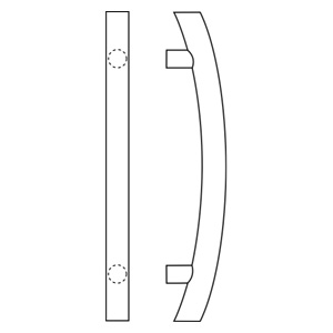 Rockwood RM4512-12-606 CenTrex™ Large Projecting Radius Pull Bar - 12" CTC - Satin Clear Coated Brass