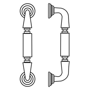 Rockwood RM5522-8-606 Traditional Decorative Cast Pull with Base Plate - 8" CTC - Satin Clear Coated Brass