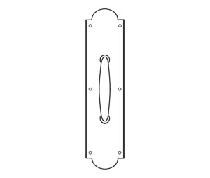 Rockwood RM5530xRM5590C-612 5-1/2" CTC Decorative Cast Pull with 4" x 16" Heavy Decorative Plate - Satin Clear Coated Bronze