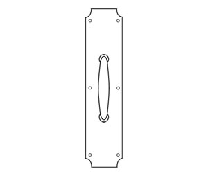 Rockwood RM5530xRM5592C-606 5-1/2" CTC Decorative Cast Pull with 4" x 16" Heavy Decorative Plate - Satin Clear Coated Brass