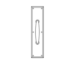 Rockwood RM5532xRM5598B-626 7-1/2" CTC Decorative Cast Pull with 3-1/2" x 15" Plain Cast Plate - Polished Stainless Steel
