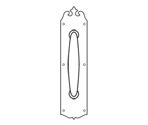 Rockwood RM5534xRM5594B-619 12" CTC Decorative Cast Pull with 3-1/2" x 15" Heavy Decorative Plate - Satin Nickel Plated Clear Coated Brass