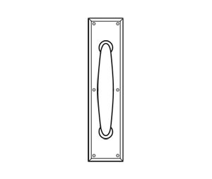 Rockwood RM5534xRM5598B-619 12" CTC Decorative Cast Pull with 3-1/2" x 15" Plain Cast Plate - Satin Nickel Plated Clear Coated Brass