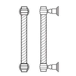 Rockwood RM5662-32-1-625 Staright Classic Rope Grip Plain Finial Door Pull - 32" CTC - Polished Chrome Plated Brass