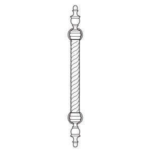 Rockwood RM5662-32-2-619 Staright Classic Rope Grip Urn Finial Door Pull - 32" CTC - Satin Nickel Plated Clear Coated Brass