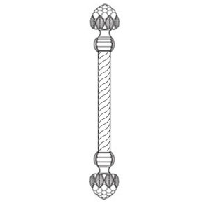 Rockwood RM5662-32-3-626 Staright Classic Rope Grip Berry Finial Door Pull - 32" CTC - Satin Chrome Plated Brass