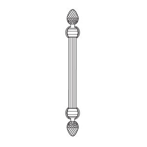 Rockwood RM5664-20-4-605 Staright Classic Fluted Grip Pinecone Finial Door Pull - 20" CTC - Polished Clear Coated Brass