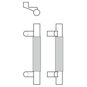 Rockwood RM6150-12-605 Offset Square End Upholstery Leather Pull - 12" CTC - Polished Clear Coated Brass
