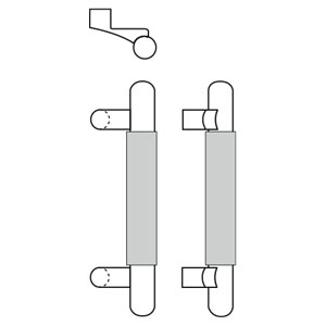 Rockwood RM6154-12-630 Offset Round End Upholstery Leather Pull - 12" CTC - Satin Stainless Steel